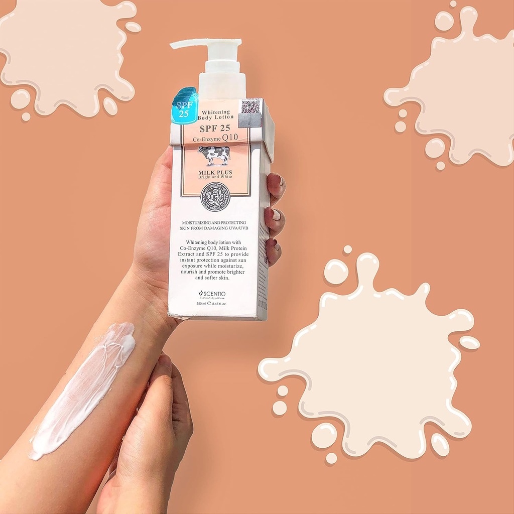 SCENTIO MILK PLUS BRIGHTENING BODY LOTION EXTRA SPF25	 