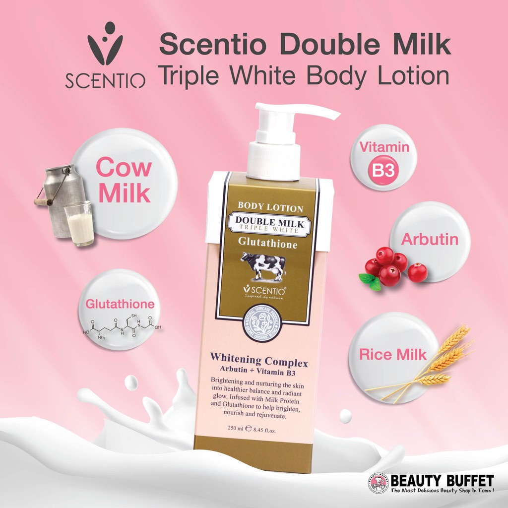 SCENTIO MILK PLUS BRIGHTENING BODY LOTION EXTRA SPF25	 