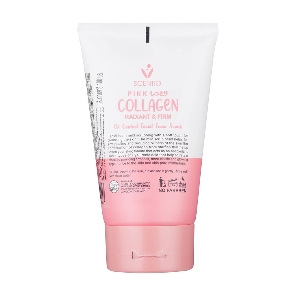 SCENTIO PINK COLLAGEN  RADIANT & FIRM OIL CONTROL FACIAL FOAM SCRUB	 
