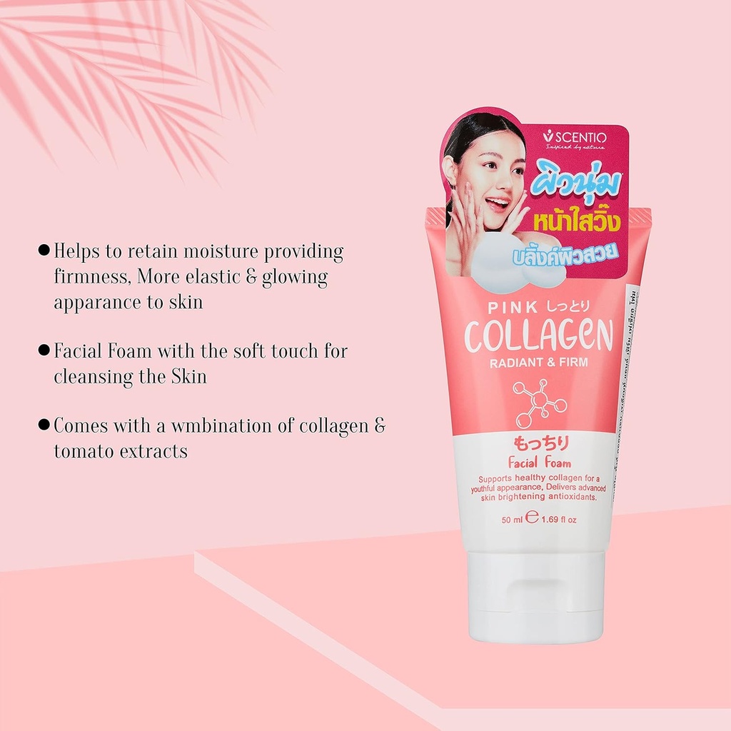 SCENTIO PINK COLLAGEN RADIANT & FIRM FACIAL FOAM 50 ML.	 