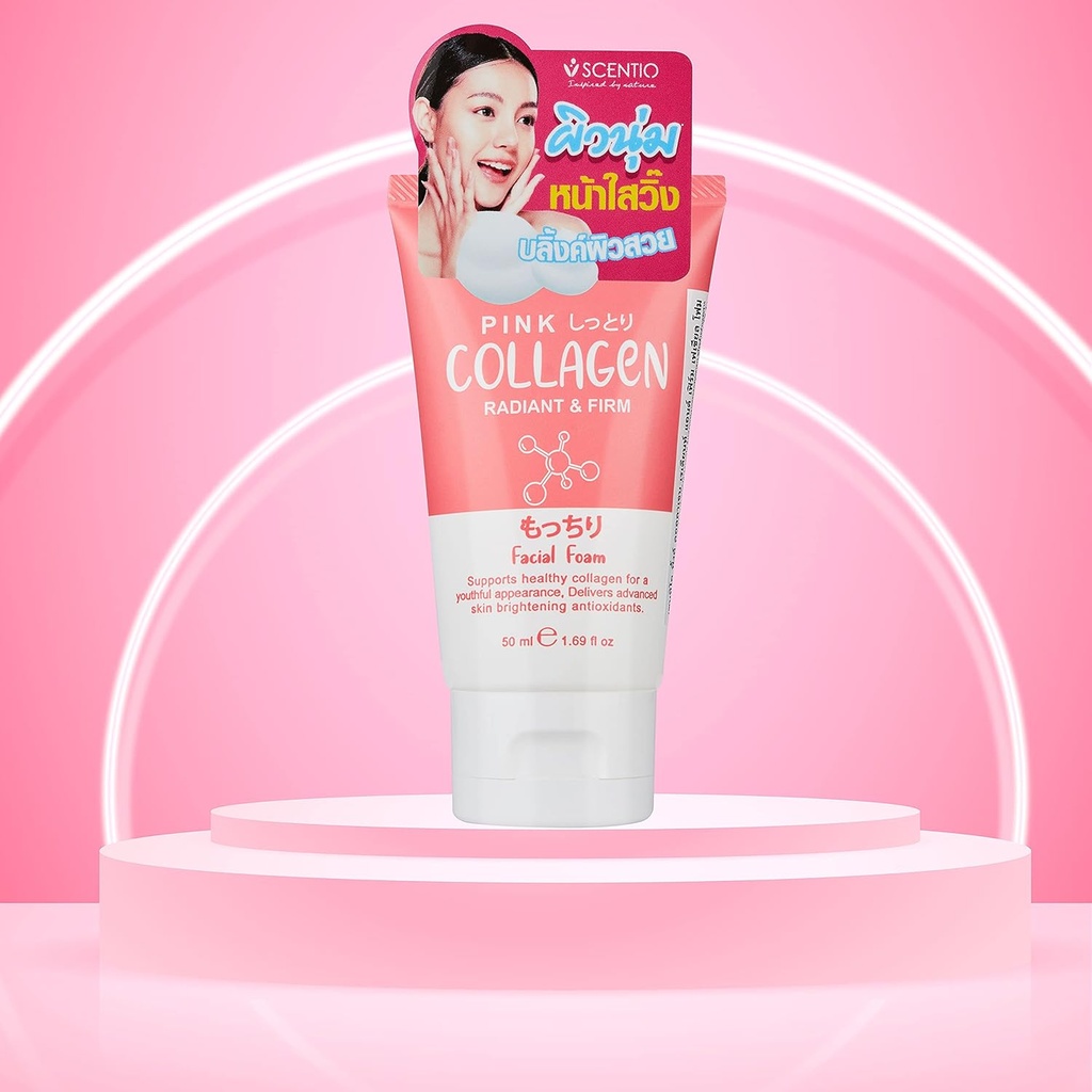 SCENTIO PINK COLLAGEN RADIANT & FIRM FACIAL FOAM 50 ML.	 