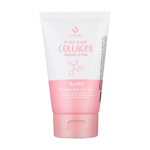 [8856153309017] SCENTIO PINK COLLAGEN  RADIANT & FIRM OIL CONTROL FACIAL FOAM SCRUB	 